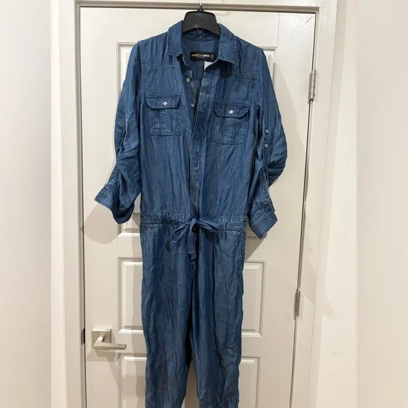 Gabrielle Union X New York & Company Blue Denim Jumpsuit - Picture 3 of 5